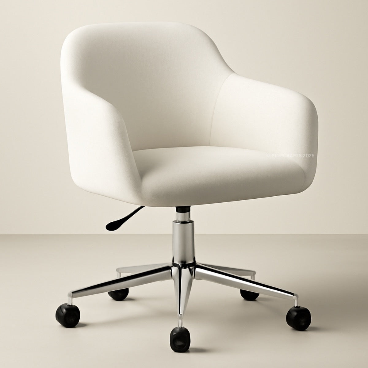White office chair with a beige background